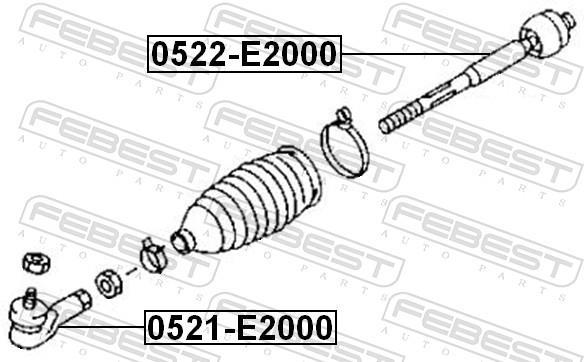 Articulación axial, barra de dirección FEBEST ref. 0522-E2000