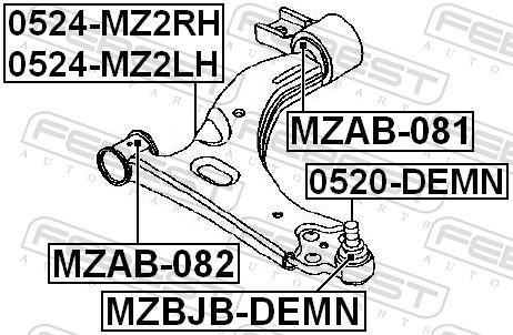 Triângulo, braço de suspensão FEBEST ref. 0524-MZ2RH