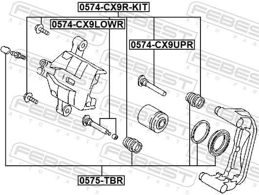 Guide d'étrier de frein FEBEST 0574-CX9R-KIT