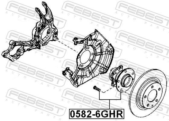 Moyeu de roue (Roulement de roue) FEBEST 0582-6GHR