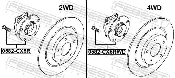 Moyeu de roue (Roulement de roue) FEBEST 0582-CX5RWD