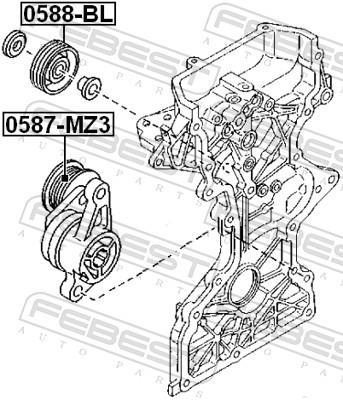 Galet enrouleur de courroie d'accessoire FEBEST ref. 0588-BL