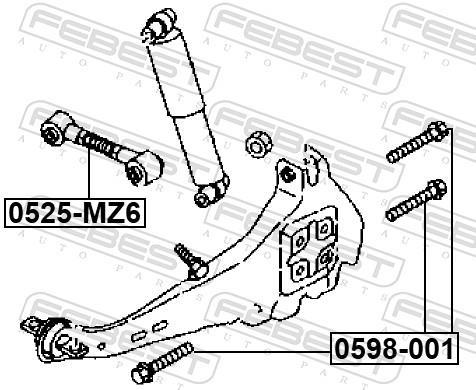 Boulon de fixation, bras transversal FEBEST ref. 0598-001