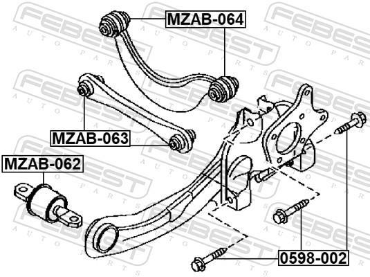 Boulon de fixation, bras transversal FEBEST ref. 0598-002