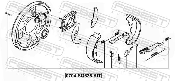 Kit d'accessoires pour mâchoire de frein à tambour FEBEST ref. 0704-JB625-KIT