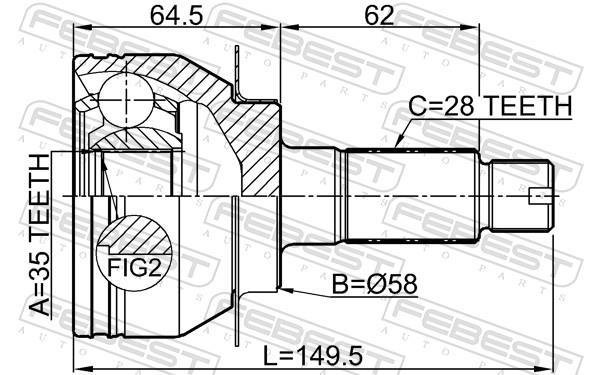 Joint homocinétique, transmission FEBEST ref. 0710-RW415