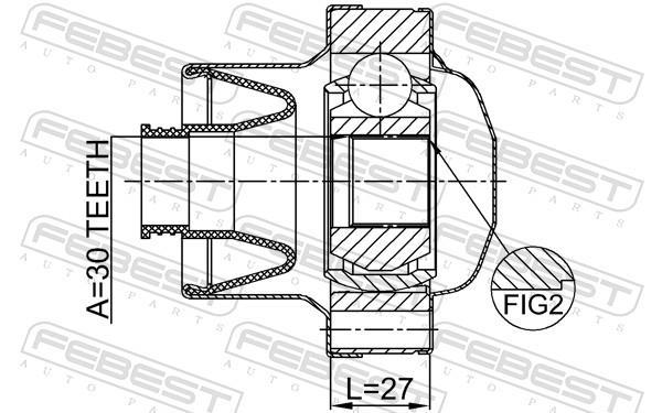 Joint, arbre longitudinal FEBEST 0711-JB424FSHA