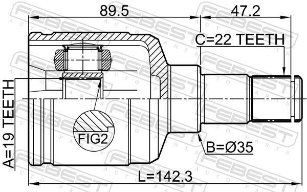 Joint homocinétique, transmission FEBEST ref. 0711-LNLHR