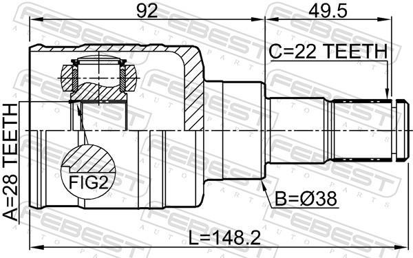 Joint homocinétique, transmission FEBEST ref. 0711-RS413ATLH