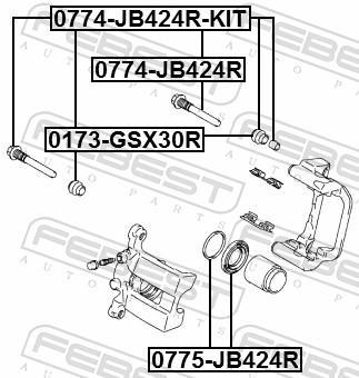 Guide d'étrier de frein FEBEST 0774-JB424R-KIT