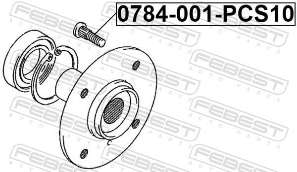 Boulon de roue FEBEST ref. 0784-001-PCS10