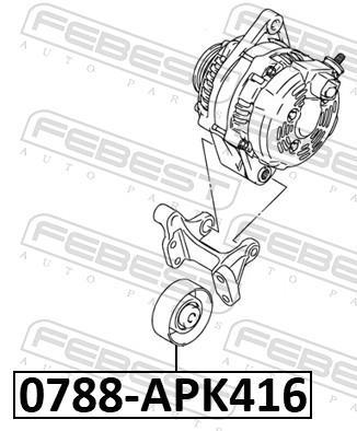 Polea inversión/guía, correa auxiliar servicios FEBEST ref. 0788-APK416