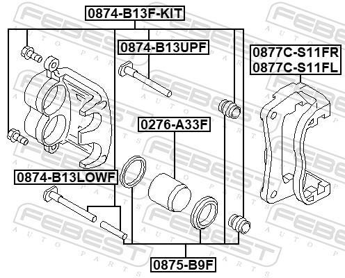 Guide d'étrier de frein FEBEST 0874-B13F-KIT