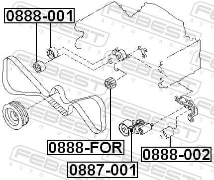 Galet enrouleur de courroie de distribution FEBEST ref. 0888-001