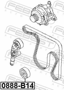 Galet enrouleur de courroie d'accessoire FEBEST ref. 0888-B14