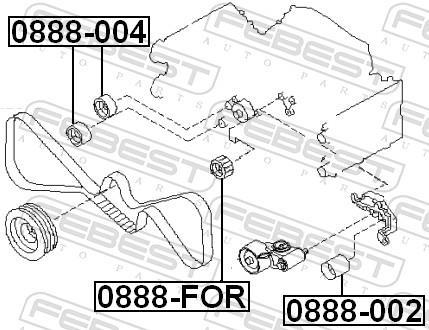 Galet enrouleur de courroie de distribution FEBEST ref. 0888-FOR