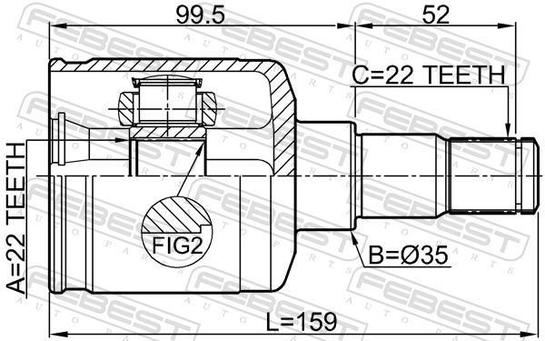 Joint homocinétique, transmission FEBEST ref. 1011-COBRH