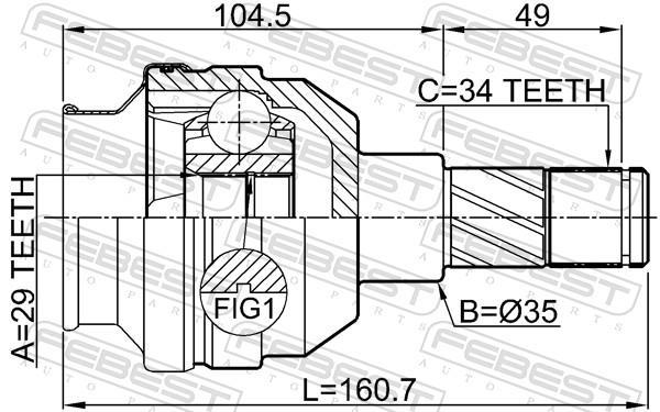 Joint homocinétique, transmission FEBEST ref. 1011-T300MTLH