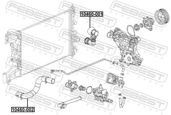 Durite de radiateur (Durite de refroidissement) FEBEST ref. 10460-001