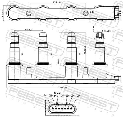 Unité de bobine d'allumage FEBEST ref. 10640-001