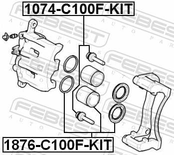 Guide d'étrier de frein FEBEST 1074-C100F-KIT