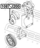 Rolo tensor da correia trapezoidal estriada FEBEST ref. 1087-J200