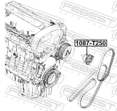 Rolo tensor da correia trapezoidal estriada FEBEST ref. 1087-T250