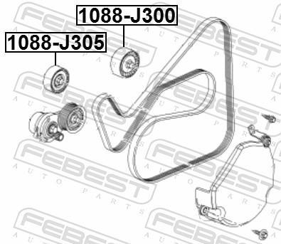 Galet enrouleur de courroie d'accessoire FEBEST 1088-J300