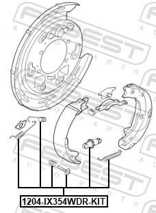 Kit d'accessoires pour mâchoire de frein à tambour FEBEST ref. 1204-IX354WDR-KIT