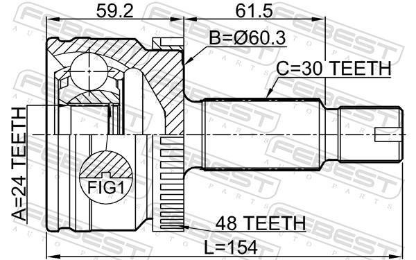 Joint homocinétique, transmission FEBEST ref. 1210-D7A2WA48