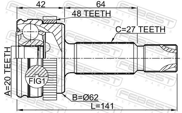 Junta homocinética FEBEST 1210-D7A48R