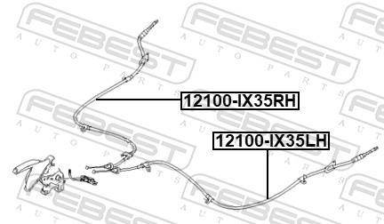 Cabo de freio de estacionamento FEBEST ref. 12100-IX35LH