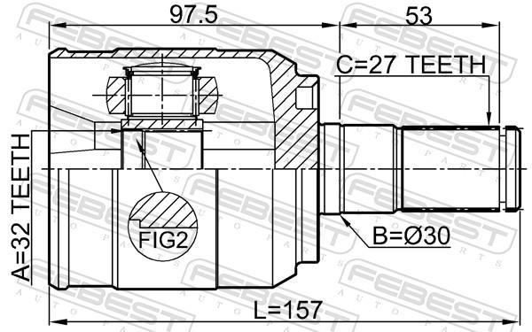 Junta homocinética FEBEST ref. 1211-D7AT2WD