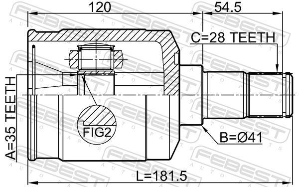 Joint homocinétique, transmission FEBEST ref. 1211-DM24MTLH