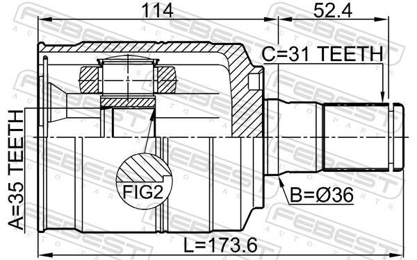 Joint homocinétique, transmission FEBEST 1211-DMLH
