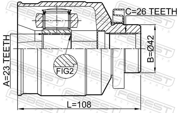 Joint homocinétique, transmission FEBEST ref. 1211-TUCJMRH