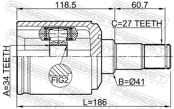 Joint homocinétique, transmission FEBEST ref. 1411-KORMTLH