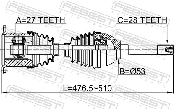Cardan FEBEST ref. 1414-KOR