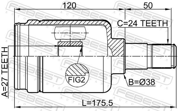 Joint homocinétique, transmission FEBEST ref. 1611-211RH