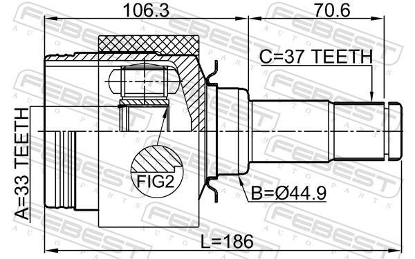 Joint homocinétique, transmission FEBEST ref. 1611-251LH