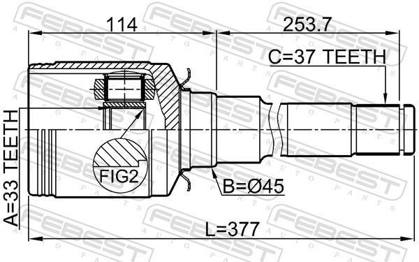 Joint homocinétique, transmission FEBEST ref. 1611-251RH