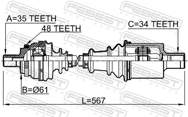 Cardan FEBEST 1614-210LH