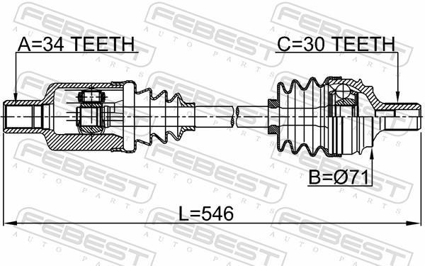 Cardán FEBEST ref. 1614-221FLH