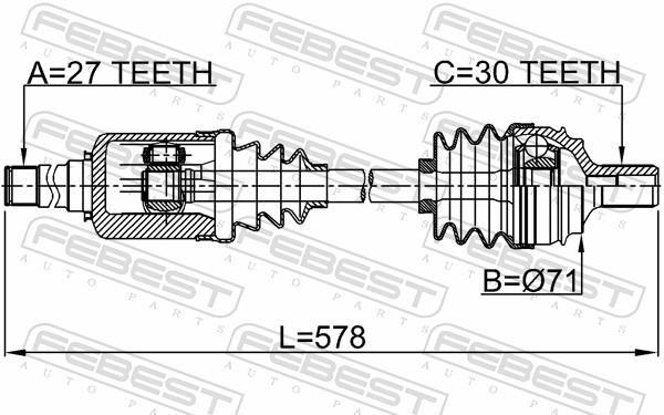 Cardan FEBEST 1614-221FRH