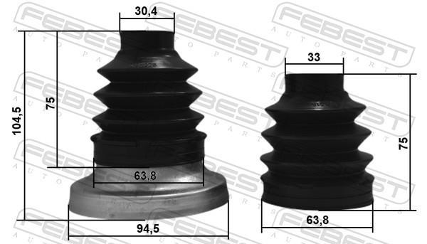 Joint-soufflet, arbre de commande FEBEST ref. 1617P-212R