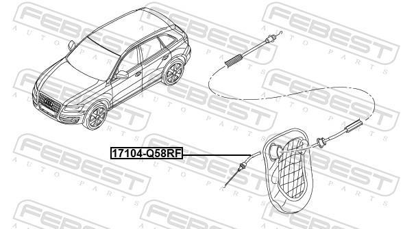 Tirette à câble, verouillage porte FEBEST 17104-Q58RF