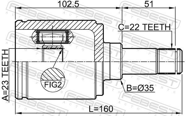 Joint homocinétique, transmission FEBEST ref. 1811-A16XERATRH