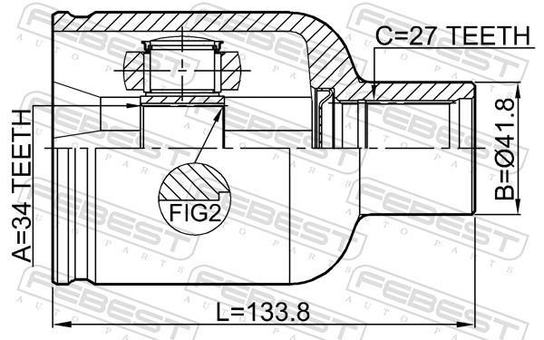 Joint homocinétique, transmission FEBEST ref. 1811-A22DMRH