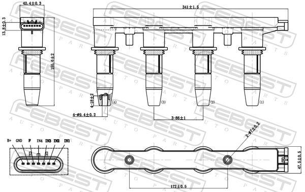 Unité de bobine d'allumage FEBEST ref. 18640-002