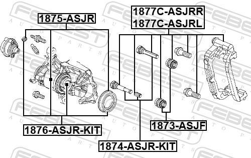 Guide d'étrier de frein FEBEST 1874-ASJR-KIT